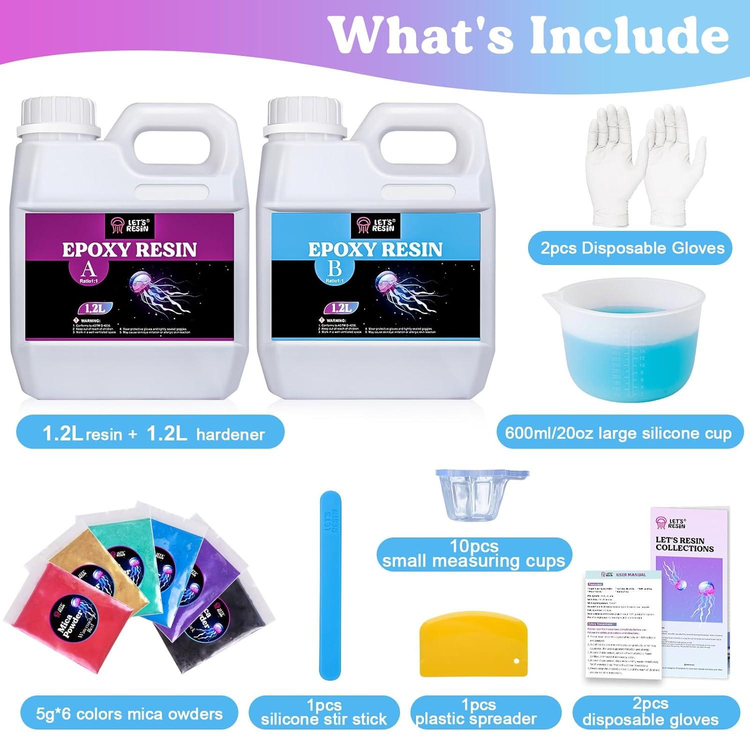 image:imageLETS RESIN 80oz Crystal Clear Epoxy Resin KitBubbles Free Casting Resin Supplies for BeginnerMoldsJewelryResin and Hardener with 6 Mica PowdersLarge Silicone Cup