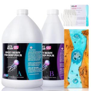LET’S RESIN EPOXY RESIN Deep Pour Epoxy Resin 1.5 Gallon,2 to 4 Inch Depth Crystal Clear Epoxy for Flower Preservation,Bubble Free & Low Viscosity Casting Resin for River Table,Art,Crafts