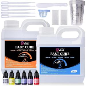 LET’S RESIN Fast Cure Epoxy Resin,Demold in 4 Hours,72OZ Upgrade Quick Drying & Crystal Clear Resin,Bubble Free Epoxy Kit for Craft,Art, Craft Supplies with Dye, Cup,Stir Stick(Large)
