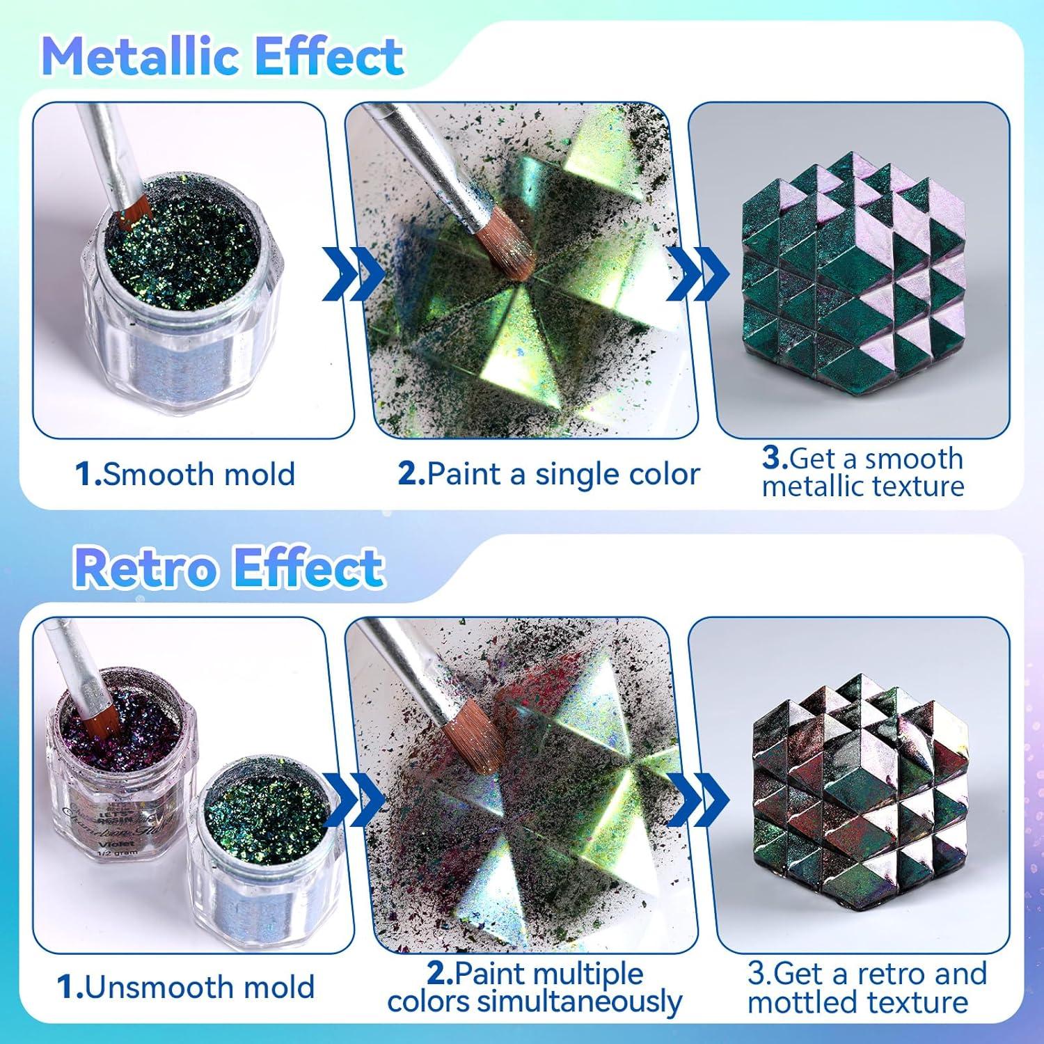 image:imageLETS RESIN Chameleon Flakes Resin Supplies Intense Color Shift Pigment Powder for Resin MoldsTumblers Chrome Powder Pigment for Christmas Nail ArtPaintSoap Making