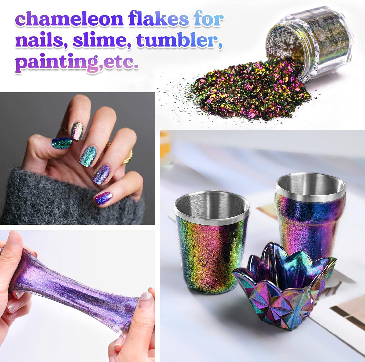 image:imageLETS RESIN Chameleon Flakes Resin Supplies Intense Color Shift Pigment Powder for Resin MoldsTumblers Chrome Powder Pigment for Christmas Nail ArtPaintSoap Making