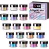 LET’S RESIN Mica Powder, 18 Jar Chameleon Mica Powder, Color Shift Powder for Epoxy Resin/Tumbler, Chrome Powder Pigment for Nails Art, Painting,Soap Making, Candle Making