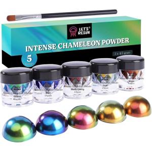 LET’S RESIN Mica Powder,Intense Chameleon Powder, Ultra Fine Colorshift Mica Powder for Epoxy Resin Crafts/Tumblers, Chrome Pigment Powder for Chameleon Nail Art/Paints/Soap Making(Gold)