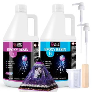 LET’S RESIN Epoxy Resin Kit,1 Gallon Bubble Free & Crystal Clear Epoxy Resin for Casting, DIY, Art, Molds,Jewelry（Including 0.5 Gallon Resin + 0.5 Gallon Hardener）(Large)