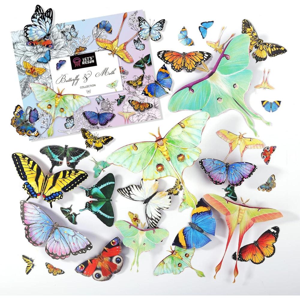 image:imageLETS RESIN Realistic Paper Butterfly Moth46 Pcs DoubleSided Faux ButterflyEpoxy Resin SuppliesVintage Floral DecorationResin Accessories for ArtCraftsMoldsPaper Butterfly Moth