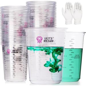 LET’S RESIN Epoxy Mixing Cups Kit,200Pcs, Plastic, 30ml Disposable Measuring Cups,50 Wooden Stirring Sticks for Paint Mixing, Jewelry Making(1000ML)