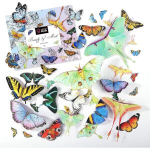 LET’S RESIN Realistic Paper Butterfly Moth,46 Pcs Double-Sided Faux Butterfly,Epoxy Resin Supplies,Vintage Floral Decoration,Resin Accessories for Art,Crafts,Molds(Paper Butterfly Moth)