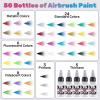 LET’S RESIN PAINT Airbrush Paint Set,42 colors with 3 Primers & 5 thinners,Water-Based Opaque & Neon & Iridescent Acrylic Paints Ready to Spray for Metal,Wood,Canvas