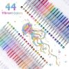 LET’S RESIN PAINT Jumbo Glitter Gel Pen Set,32 colors Metallic Shimmer Glitter Pens for Adult Coloring Books, Scrapbooking,Greeting Cards,DIY Crafts,Capped Sparkly Pens, Non-Toxic & Smooth(44 Colors Retractable Glitter Gel Ink Pens)