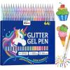 LET’S RESIN PAINT Jumbo Glitter Gel Pen Set,32 colors Metallic Shimmer Glitter Pens for Adult Coloring Books, Scrapbooking,Greeting Cards,DIY Crafts,Capped Sparkly Pens, Non-Toxic & Smooth(44 Colors Retractable Glitter Gel Ink Pens)