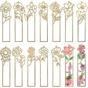 LET’S RESIN 12pcs Metal Bookmark Bezels for Resin with Tassels, UV Resin Molds for DIY Bookmarks, Flower Bookmark Bezels Kit for Craft Supplies & Wind Chime Accessories, Gifts for Book Lover(12 flower)