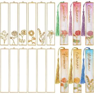 LET’S RESIN 12pcs Metal Bookmark Bezels for Resin with Tassels, UV Resin Molds for DIY Bookmarks, Flower Bookmark Bezels Kit for Craft Supplies & Wind Chime Accessories, Gifts for Book Lover(6 flower +6 blank)