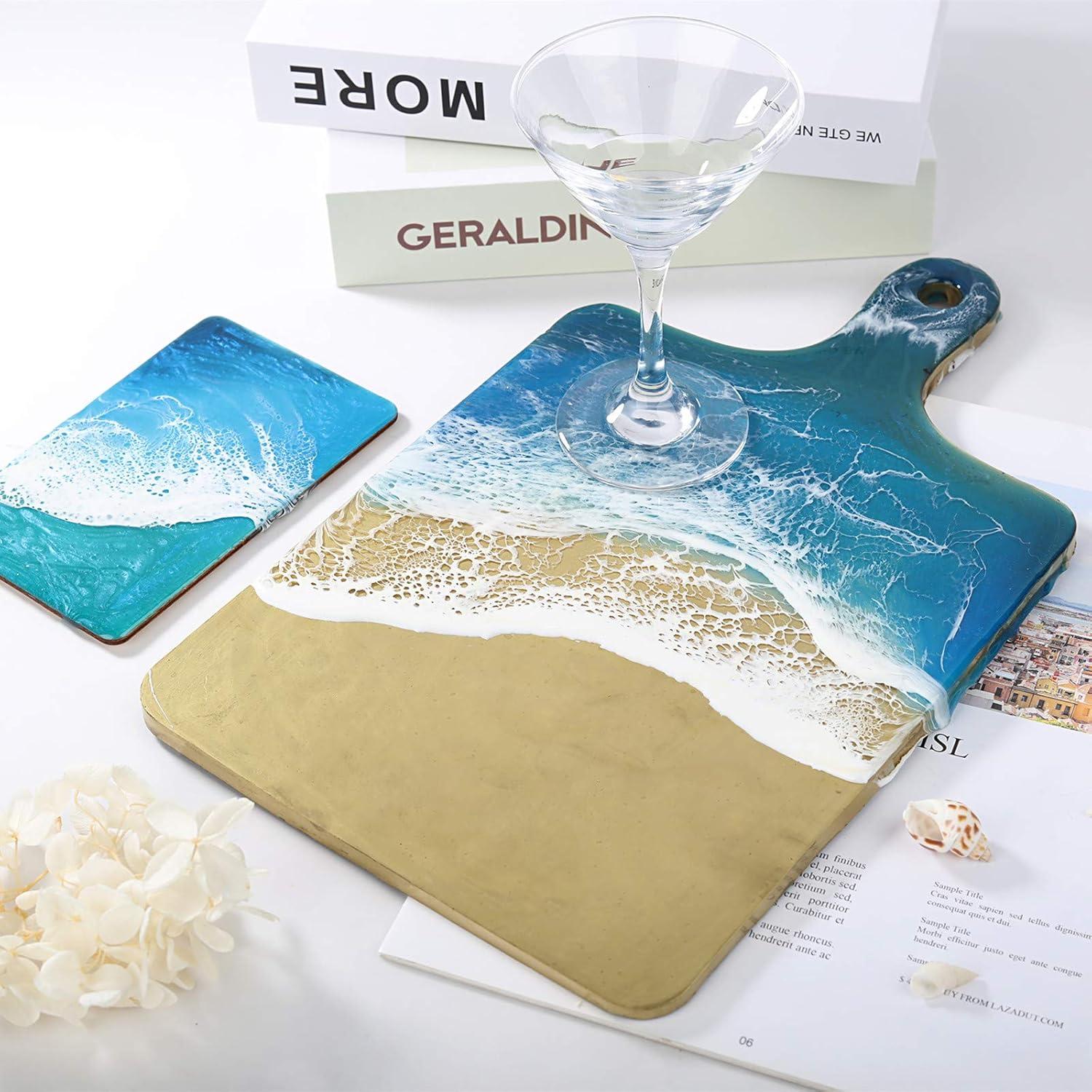 image:imageLETS RESIN 6 Cavity Resin Coaster Molds and Tray Molds with Handle Epoxy Resin Coaster Molds for Cups Mats Coaster Silicone Molds for Flower Bouquet Preservation DIY Art Craft and Home Decorationtray molds