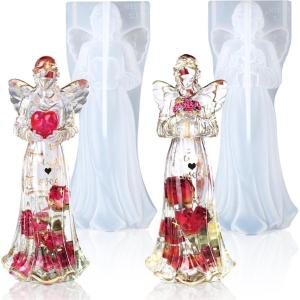 LET’S RESIN 2pcs Angel Figurines Resin Molds, Angel Silicone Molds for Preserved Flowers, DIY Resin Art, Gift for Woman-Retirement/Mother’s Day(2 Middle)