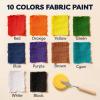 LET’S RESIN PAINT 10 Colors Fabric Paint for Clothes(3.4oz/100ml), Non-Toxic & Permanent, Washer Safe Soft Textile Paint for Adult T-Shirts, Jeans & Canvas Shoes with Palette Knife & Sponge
