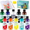 LET’S RESIN PAINT 10 Colors Fabric Paint for Clothes(3.4oz/100ml), Non-Toxic & Permanent, Washer Safe Soft Textile Paint for Adult T-Shirts, Jeans & Canvas Shoes with Palette Knife & Sponge