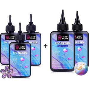 Bundle Set of 300g Low Viscosity Crystal Clear UV Resin and 200g High Viscosity UV Resin