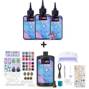 Bundle Set of LET’S RESIN UV Resin Kit with Light and 300g Low Viscosity UV Resin