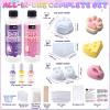 LET’S RESIN All-in-One Kit for Taba Squishy, 16oz Flex Rubber for Squishy Maker, with Larger Cat Paw & Cheese Silicone Molds, Color Paste, Flocking Powder, Ideal DIY Gift for Family, Stress Relief