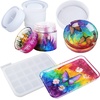 LET’S RESIN Silicone Kit With Rolling Tray Mold, Ashtray Jar With Lid and 18 Pcs Coaster Molds