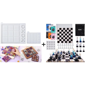 Bundle Set of Chess Molds for Resin Casting, Large Tic Tac Toe Resin Mold