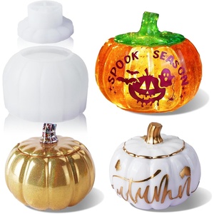 LET’S RESIN Pumpkin Jar Resin Molds, Halloween Resin Molds Silicone, Pumpkin Silicone Molds for Resin Art, Storage Box Candle Jar, Autumn Decor, Halloween Decor, Jewelry Trinket Container(Pumpkin Jar Molds)