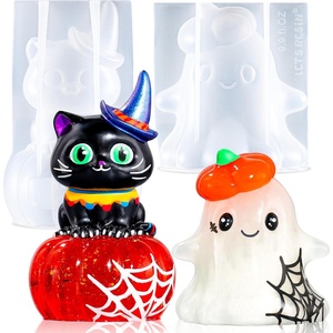 LET’S RESIN Pumpkin Jar Resin Molds, Halloween Resin Molds Silicone, Pumpkin Silicone Molds for Resin Art, Storage Box Candle Jar, Autumn Decor, Halloween Decor, Jewelry Trinket Container(Pumpkin Ghost Molds)