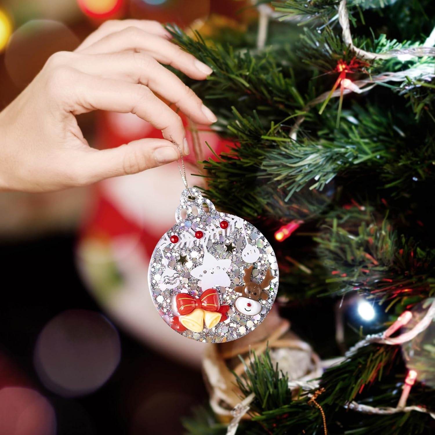 image:imageLETS RESIN Christmas Resin Molds Each 24 Inch Christmas Ornament Resin Molds Silicone with 20 Pcs Lanyards8 Round Cavities Silicone Molds for Christmas Tree Decor Xmas Gifts