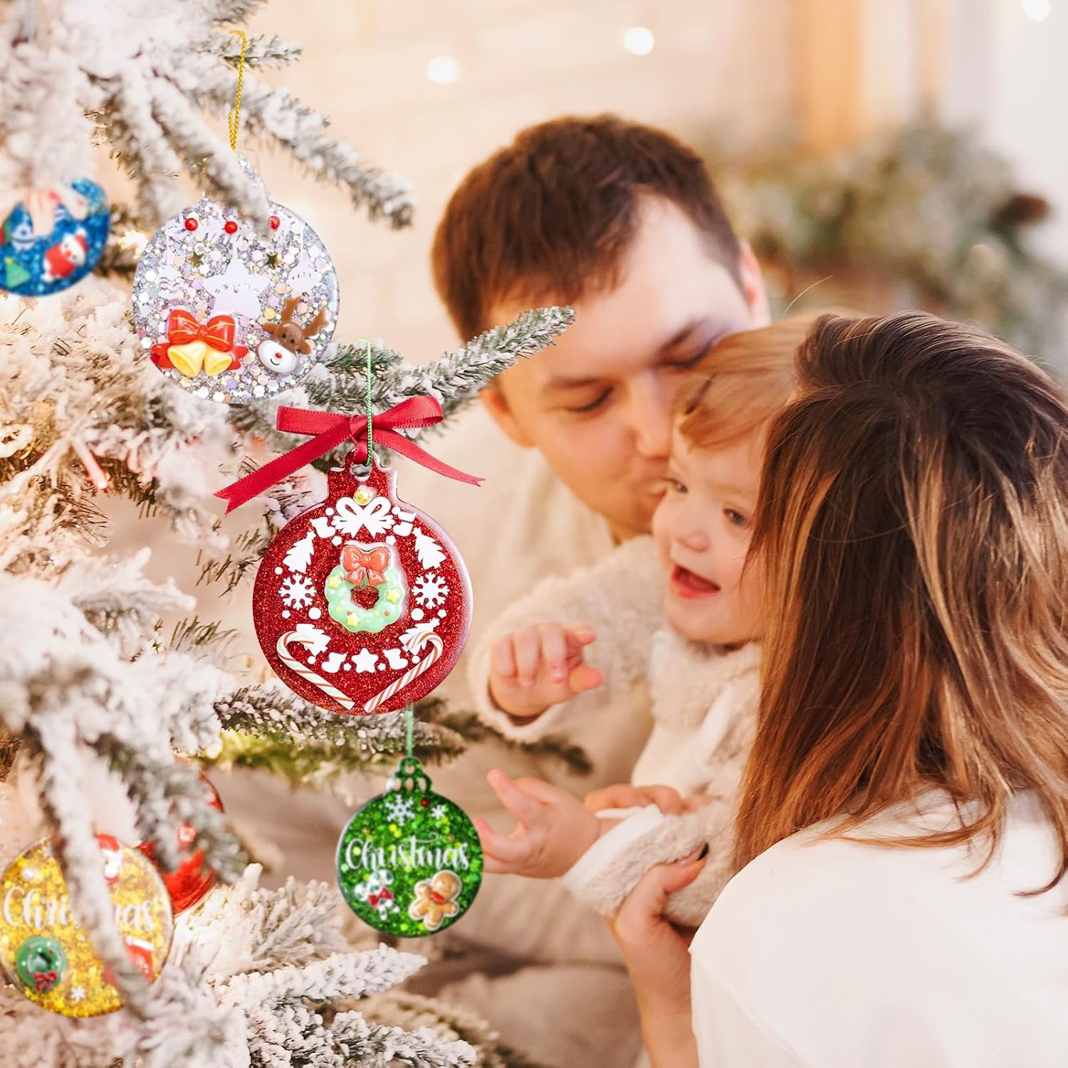 image:imageLETS RESIN Christmas Resin Molds Each 24 Inch Christmas Ornament Resin Molds Silicone with 20 Pcs Lanyards8 Round Cavities Silicone Molds for Christmas Tree Decor Xmas Gifts