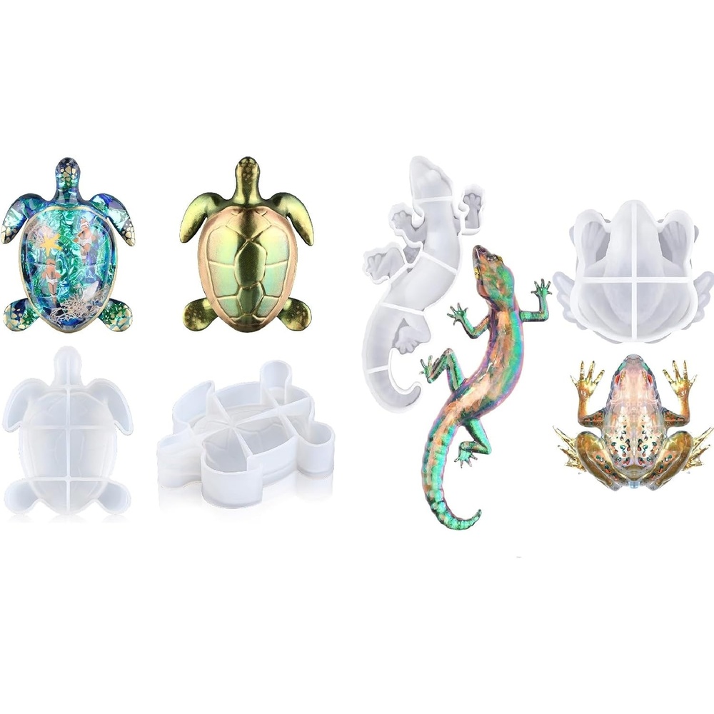 image:imageLETS RESIN 2pcs Turtle Resin Molds and 2 Pcs Animal Frog and Lizard Shapes Epoxy Resin molds
