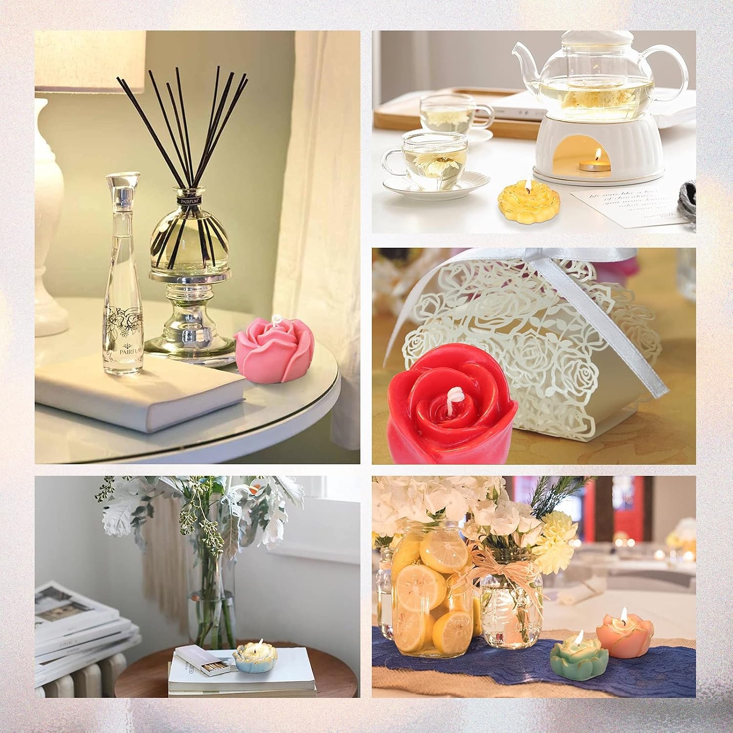 image:imageLETS RESIN Flower Resin Molds Rose Candle Making Molds Including 6 PCS Flower Silicone Resina Moldes Silicone Molds for Epoxy Resin CraftCandle Making