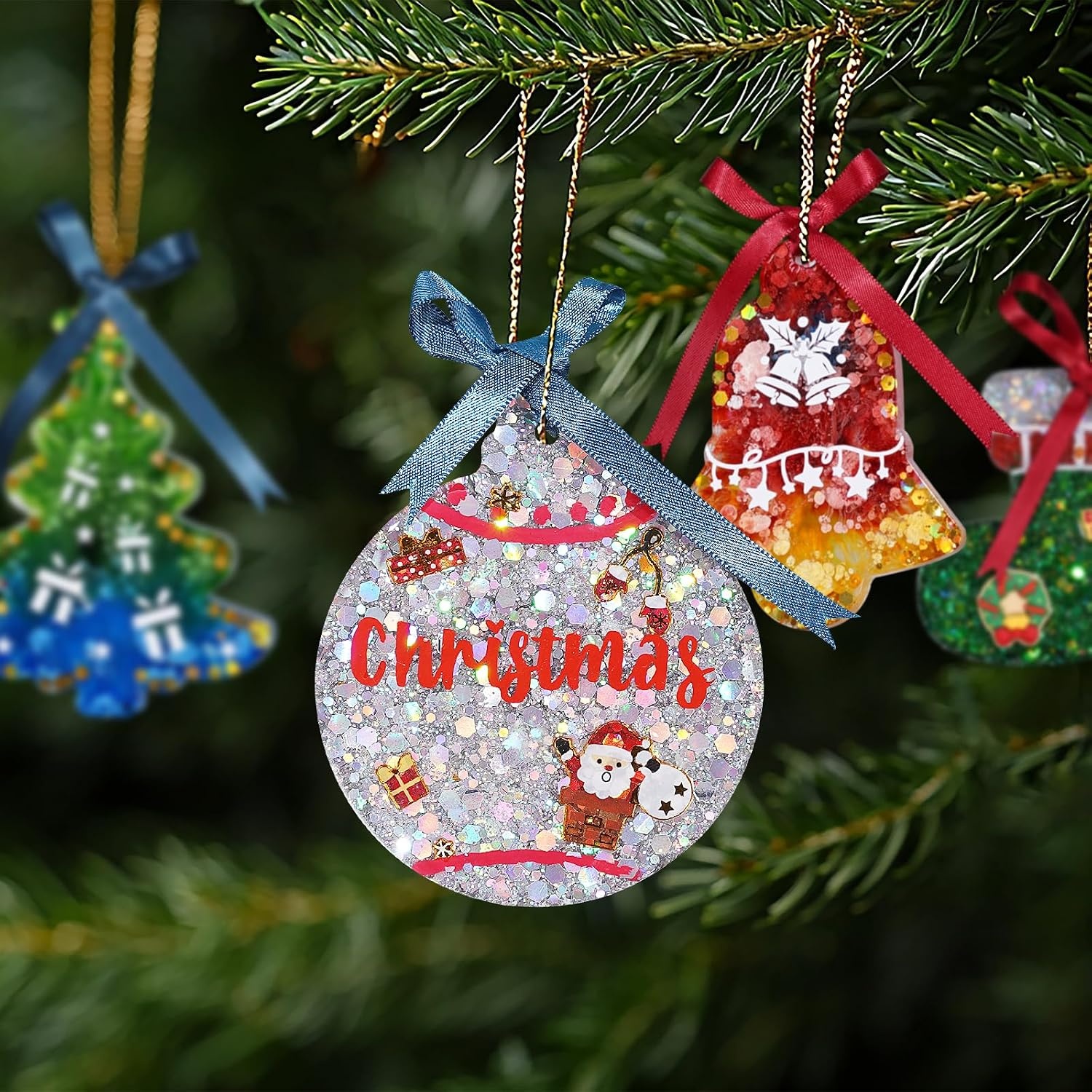 image:imageLETS Resin Upgraded Christmas Resin Molds Silicone 16 Cavities Large Resin Christmas Ornament Molds Each 3inch Glossy Silicone Molds for Resina Art CraftKeychainsTree Decorations
