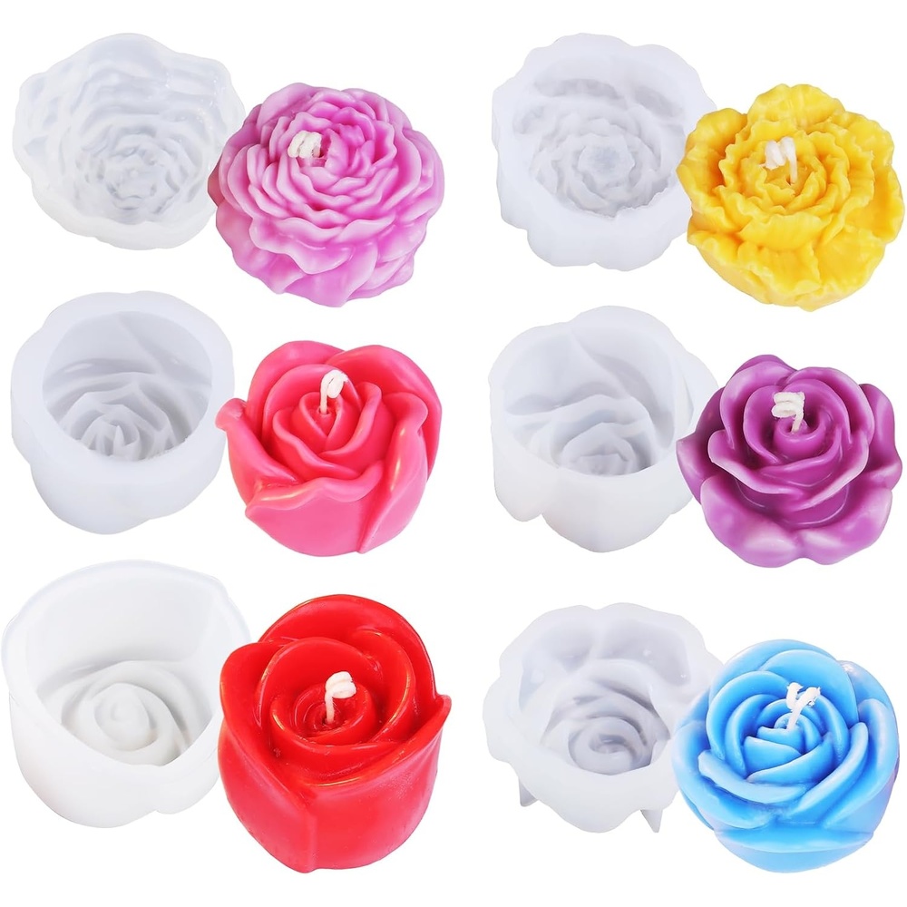 image:imageLETS RESIN Flower Resin Molds Rose Candle Making Molds Including 6 PCS Flower Silicone Resina Moldes Silicone Molds for Epoxy Resin CraftCandle Making